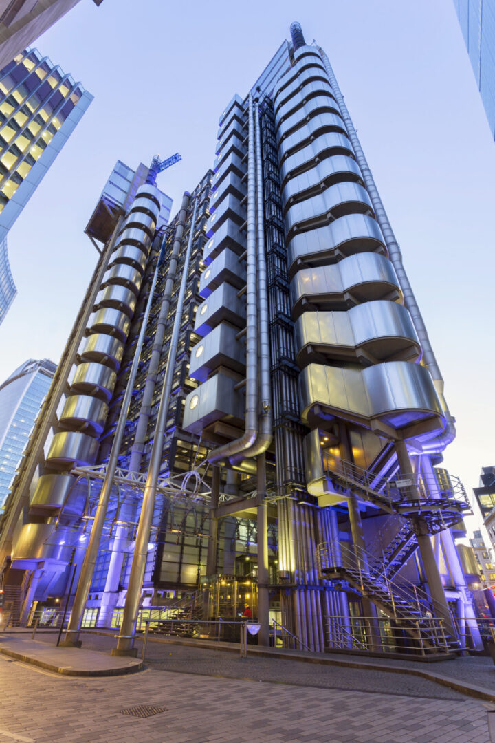 View of Lloyds of London in the City of London, UK.
